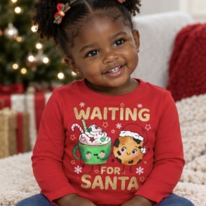 Baby Girl Christmas Shirt - Waiting for Santa 12-18M