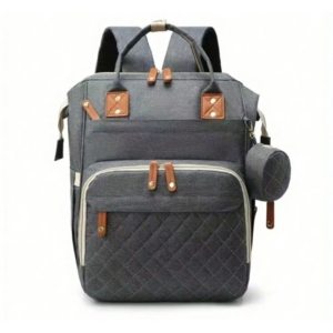 Diaper Backpack bag with Pacifier Holder - Grey