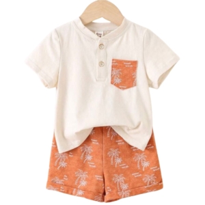 Baby Boy 2 Piece Set - Orange Palm Trees - 6-9M