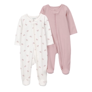 Carter's 2 Pack Sleepers - Pink & White Cherries - New Born