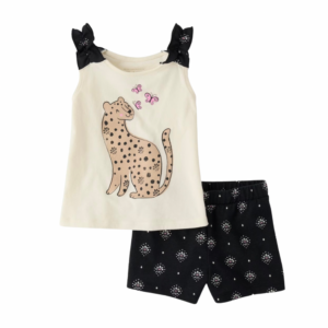 Baby Girl 2 Piece Outfit - Black & White 18-24M