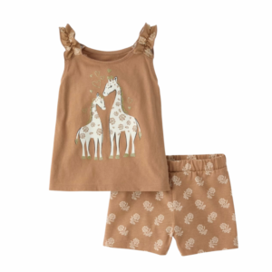 Baby Girl 2 Piece Outfit - Brown Giraffe 18-24M