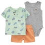 Carter's Baby Boy 3 Piece Set - Green Orange Grey - 6M