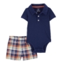 Carter's Baby Boy 2 Piece Set - Navy Plaid - 3M