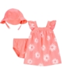 Carter's Baby Girl Dress and Bucket Hat Set - Pink Flower - 9M