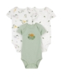 Carter's 3 Pack Baby Boy Onesies - Green Animals - 6M