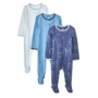 3 Pack Baby Boy Sleepers - Blue 0-3M