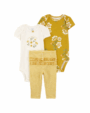 Carter's 3 Piece Onesie and Pants Set - Yellow Flower - 3M