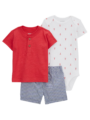 Carter's Baby Boy 3 Piece Set - Red & White - 9M