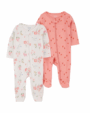 Carter's Baby Girl 2 Pack Sleepers - Pink Flowers - NB & 3M - 3M