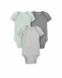 Carter's 3 Pack Neutral Onesies - Green & Grey - 0-3M