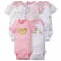 Gerber 5 Pack Baby Girl Onesies - Princess 6-9M