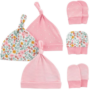 Carters 6 Piece Hats & Mittens Set - Pink Floral