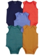Carter's 5 Pack Boy Onesies - Striped and Solid - 3M & 6M - 6M