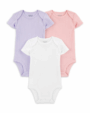 Carter's 3 Pack Baby Girl Onesies - 'Solids' - 12M
