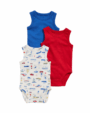 Old Navy’s 3 Pack Baby Boy Onesies - Blue, Red, White - 3-6M & 6-12M - 6-12M