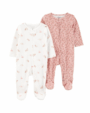 Carter's Baby Girl 2 Pack Sleepers - Pink Flower - New Born